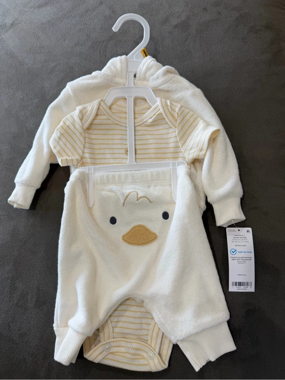 Carters Neutral Yellow Striped Duck Baby 3-Piece Set